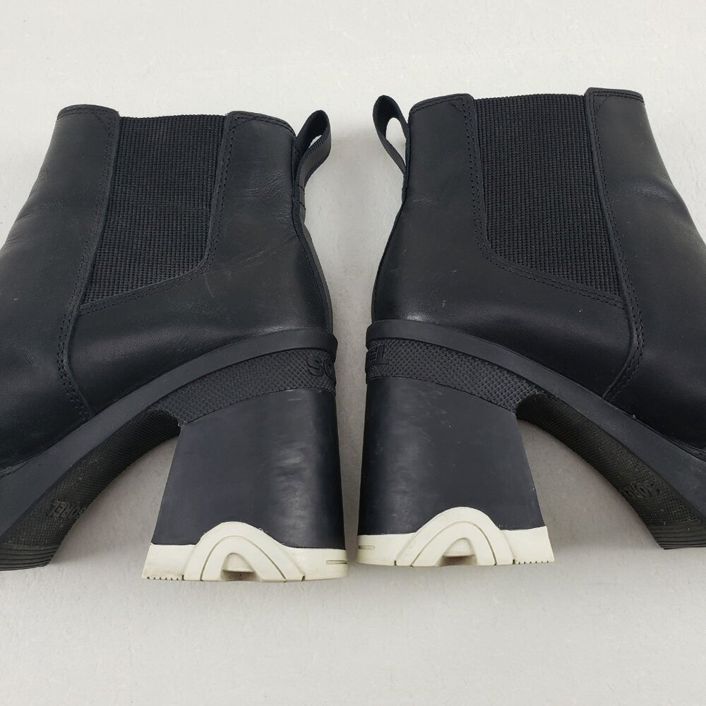 Sorel Brex Chelsea Ankle Boot Womens 8 Black Leather Pull On Waterproof Block - Picture 11 of 13